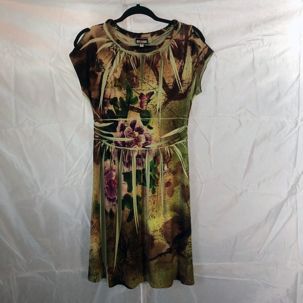 Believe Floral Yellow-Green Dye-Look Dress